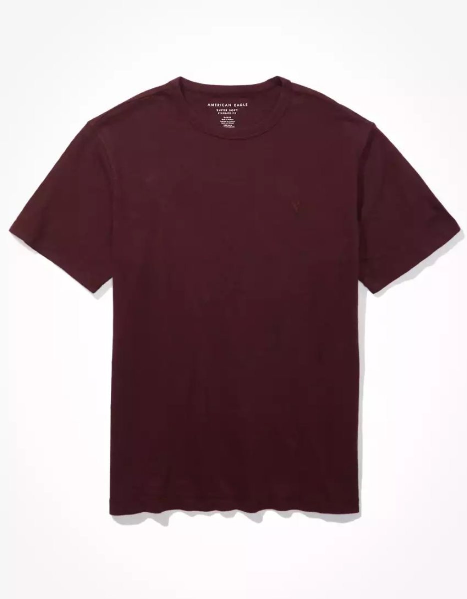 T Shirts American Eagle AE Super Soft Slub Bordeaux Homme | EJC-96125499